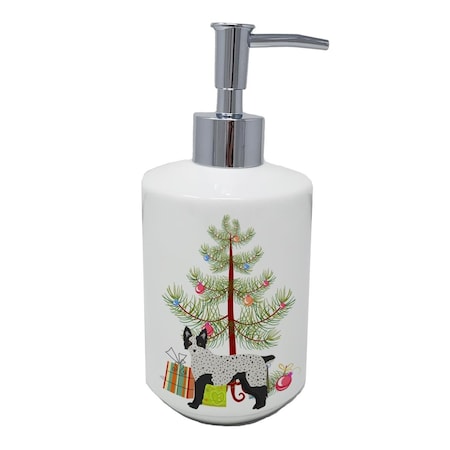 Carolines Treasures 7 x 3.5 in. Texas Heeler Christmas Tree Ceramic Soap Dispenser CK3877SOAP